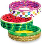 3 Pack 45" X 10" Inflatable Kiddie Pools, Watermelon & Pineapple & Cupcake Swimming Pool for Kids Seasonal Merriment, Indoor&Outdoor Water Pool Baby Swimming Pool Pit Ball Pool