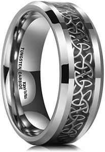 King Will GENTLEMAN Men's Black Tungsten Carbide 8mm Carbon Fiber Inlay Comfort Fit Wedding Band Ring, X 1/2(67.19mm), Tungsten, No Gemstone