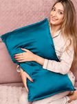 Furbo Mulberry Silk Pillow Cover Pure Silk Pillow Cases for Hair and Skin Anti Aging Anti Hair Fall Anti Acne Hypoallergenic 22 Momme 6A Grade 600 Thread Count 70 x 40.6 CM (Teal, 2)