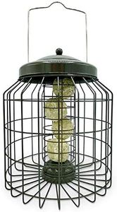 Large Heavy Duty Squirrel Proof Bird Feeder for Suet Bird Food Outdoor Garden use - Mocha Brown - with Strong Galvanised Metal Cage to Deter Squirrels & Large Birds