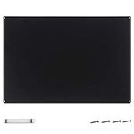 Navaris Metal Magnet Board - 22.1" x 15" Wall Panel for Magnetic Items in Kitchen, Office, Home, Bedroom - Includes Magnets and Chalk Pen - Black
