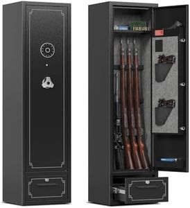SAPITAL 6 Gun Safe,Gun Safe for Rifles and Pistols,Gun Cabinet for Rifles and Shotguns with Drawer,Electronic Rifle Safe,Gun Safes & Cabinets with LED Light, Removable Shelf and Gun Rack (6-gun safe)