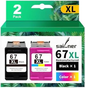 SAILNER Remanufactured Ink Cartridge Replacement for HP Ink 67 67XL 67XXL Ink Cartridge Black/Color Combo Pack for DeskJet 4155e 2755e 4155 2700 Envy 6055 Printer (1 Black, 1 Tri-Color, 2 Pack)