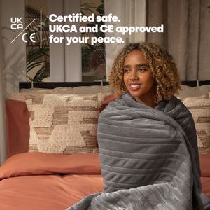 LIVIVO Electric Heated Blanket – Grey Fleece Throw