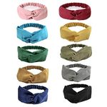 URAQT Headbands for Women, 10 Colors Stretchy Sports Head Bands, Twisted Wide Plain Hairbands Hair Accessories for Daily Wearing, Dating, Sports