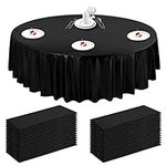 30 Pack Black Disposable Round Plastic Tablecloth 84 inch Table Cloth Round Plastic Table Covers Premium PEVA Water Resistant Disposable Table Cloth for Banquet,Picnic,BBQ,Banquet,Wedding,Party,Dinner