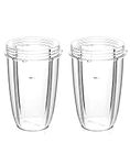 QWORK® 24OZ Juicer Cups Compatible with Nutribullet 600W 900W Blenders, Juicer Replacement Parts (2 Pack)