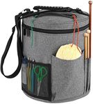 Knitting Bag Yarn Storage, Best Durable Canvas Yarn Bag, Yarn Organizer Tote Bag Portable Storage Bag for Yarns, Carrying Projects, Knitting Needles, Crochet Hooks(Grey)