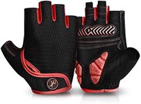 MOREOK Cycling Gloves Bike Gloves for Men/Women-[5MM Gel Pad] Half Finger Bicycle Biking Gloves for Cycling/Weight Lifting/Gym/Motorcycle/Outdoor Sports-098-Red-XL