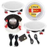 Powerlink 9 Inch 120Watt (30W Each) with Bluetooth 5.3, Crystal-Clear Sound in Ceiling Speakers Wall Mount Speakers Built-in Amplifier for Home, Office, Gym, Home Theater (Pack of 4)