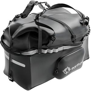 Earth Pak Waterproof Duffel - Large 70L Dry Bag 1680D TPU - Heavy Duty Camping Gear - 8x8 Popout Pocket - Boat and Marine Bags for Kayaking (Black)
