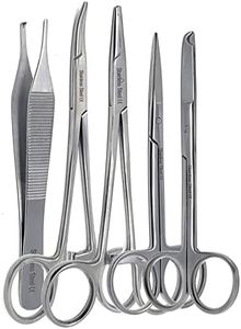 Premium A2ZSCILAB 5 Pieces Veterinary Needle Holder Scissors Hemostat Forceps Tweezers Instruments (All in One)