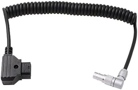 HangTon Câble d'alimentation spiralé à angle droit avec connecteur en V vers prise mâle à 2 broches pour caméra cinéma Z CAM E2-M4 E2-S6 E2-F6 E2-F8 6K