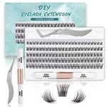 SISILILY Lash Extension Kit-Individual Lashes with Bond and Seal-120 Lash Clusters DIY False Eyelashes Natural Cluster Lashes with Eyelash Glue and Lash Tweezers C D Curl 10/12/14/15/16mm（DM17-mix)