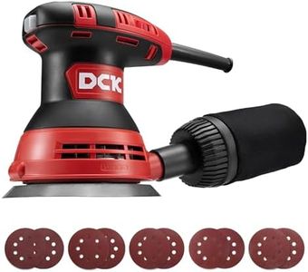 Random Orbital Sander, DCK 3.0AMP Corded Palm Sander, 6 Speeds Max 12,000 OPM, 5-Inch with 10pcs Sandpapers, Dust Bag, Low Vibration, Drywall Sander for Woodworking, Home Decoration Furniture