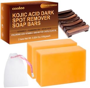 ceedoo Kojic Acid Dark Spot Remover Soap Bars with Vitamin C, Retinol, Collagen, Turmeric with Hyaluronic Acid, Vitamin E, Shea Butter, Castile Olive Oil - 3.52 OZ x 2 Bars
