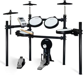 Xkorce Electronic Drum Set Electric Drum Kit with Quiet Mesh Pads, 8" Dual Zone Snare and Kick Drum, 50 Kits and 333 Sounds, 31 Songs, 2-Song Recording Capacity, USB MIDI, Sticks, Suit for Beginner