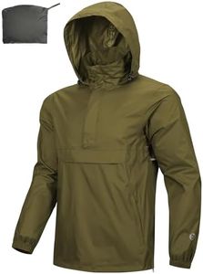 Outdoor Ventures Men's Rain Jacket Waterproof Lightweight Packable Rain Pullover for Hiking Golf Running