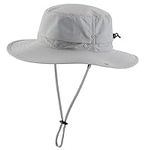 Connectyle Mens Waterproof Sun Hat Outdoor UPF 50+ Boonie Hat for Fishing Hiking, Light Grey, Large