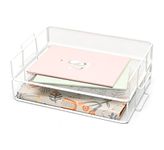 Exerz Letter Trays 2pcs Stackable Paper Sorter/Desk File Tray/Desk Organiser - Metal Rack - Office, School, Home (2pcs White)