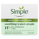 Simple Soothing Water Face Cream facial moisturiser with 15% skin conditioners, aloe and ceramide boosters for a healthy skin barrier calms and hydrates dry, sensitive skin 50 ml