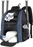 MATEIN Baseball Backpack, Lightweight Softball Bag with Shoes Compartment for Men, Large Capacity Baseball Bags Gift for Adults with Fence Hook Hold 4 Tee Ball Bats, TBall Gear, Helmet