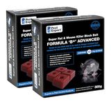 Pest Expert Formula 'B+' Advanced Rat & Mouse Killer Poison Bait Blocks Super Strength 600g (2 x 300g) - Premium Single Feed Brodifacoum, Strongest Available Online (1)