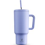 Meoky 40 oz Tumbler with Straw and Lid, Insulated Tumbler with Handle, Stainless Steel Travel Mug, 100% Leak-Proof, Keeps Cold for 34 Hours or Hot for 10 Hours (Lilac)