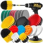 Holikme 22Piece Drill Brush Attachments Set, Scrub Pads & Sponge, Buffing Pads, Power Scrubber Brush with Extend Long Attachment, Car Polishing Pad Kit,Cleaning Supplies，Shower Scrub,Scratch Brushes