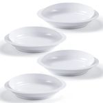 Jayour 4 Pack - Anti-Spill Scoop Plate with Lip Edge | Eating Utensils for Elderly Patients | Scoop Plates for Disabled Adults from Parkinsons, Stroke, Tremor | Non Skid Padded Bottom (White)