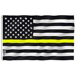 ANLEY Fly Breeze 3x5 Foot Thin Yellow Line USA Flag - Vivid Color and UV Fade Resistant - Canvas Header and Double Stitched - Amercian Honoring Dispatchers Flags with Brass Grommets 3 X 5 Ft