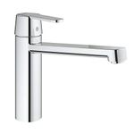 GROHE Get - Kitchen Sink Mixer Tap (Monobloc Installation, Medium High Spout, Swivel Area 140°, 35 mm Ceramic Cartridge, Tails 3/8 Inch, QuickTool Included), Brass, Size 200 mm, Chrome, 30196000