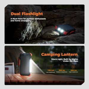 BLAVOR 20000mAh Solar Power Bank – Fast Charging, USB-C, Wireless, Camping Light