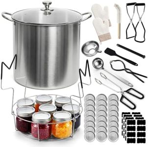 Walkinstin Canning Supplies, 21.5QT Water Bath Canning Pot with Rack & Lid