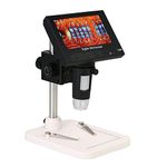 Digital Microscope, KKnoon 1000X 4.3" LCD Display 720P Portable LED Digital Magnifier with 8 Adjustable LED Light Metal Stand Microscopes for Children Adults Lab