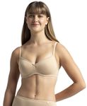 Jockey 1723 Women's Wirefree Padded Super Combed Cotton Elastane Stretch Medium Coverage Lace Styling T-Shirt Bra with Adjustable Straps_Light Skin_36B