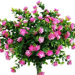 YOSICHY Artificial Flowers Outdoor Fake UV Resistant Plants Faux Plastic Greenery Shrubs for Outside Hanging Planter Home Kitchen Office Wedding Garden Decor 6 Bundles(Pink)