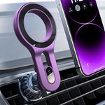 LISEN Fits MagSafe Car Mount Upgrade 18 Magnets Fit iPhone 16 Pro Max Car Phone Holder Mount Super Stable Magnetic Phone Holder for Car Air Vent for Magsafe iPhone 13/14/15 Pro Max Plus, Purple