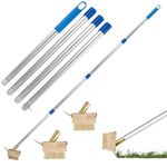 comeder Patio Weed Brush, 160cm Long Handle Block Paving Brush with 2 Angled Wire Bristles Heads, Weed Remover Tool for Cleaning Moss, Grout, Garden, Garage, Swimming Pool
