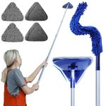 Wall Cleaner Mop with Fan Duster, BAFEZOZE Baseboard Cleaner Tool with Long Handle 82", Floor Cleaner for Mopping Long Dusters for Cleaning, 1 Ceiling Fan Cleaner Duster 4 Replacement Pads