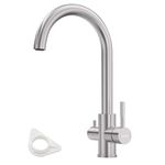 DAYONE 3 Way Kitchen Tap with Filter, 3 IN 1 Drinking Water Tap, SUS304 Stainless Steel Kitchen Faucet, 360° Swivel Kitchen Sink Tap, Dual Handle Kitchen Mixer Tap 1 Hole, Brushed