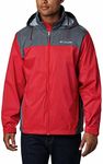 Columbia Men's Glennaker Lake Front-Zip Rain Jacket with Hideaway Hood, Mountain Red/Graphite, Small