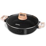 AGARO Imperial Granite Non Stick Kadai with Glass Lid, 2.8L / 24cm, Kadai,Deep Frying Pan, Biryani Pot, Cast Aluminium Body, Gas & Induction Compatible, Dark Grey.