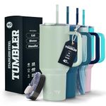 O'JAY Insulated 40oz Tumbler with Handle and Straw Lid - 100% Leak-Proof - Cupholder Friendly Travel Mug - Stainless Steel Insulated Tumbler with lid and straw - Gifts for Women Men Him Her.
