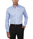 Tommy Hilfiger Men's Non Iron Regular Fit Solid Button Down Collar Dress Shirt, Blue, 15.5" Neck 32"-33" Sleeve