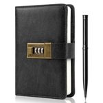 WEMATE Journal with Lock, Diary with Lock, Password Notebook 192Pages, Pen & Gift Box - Perfect for Men and Women - 4.3X 6.18in Keep Your Secrets Safe Black