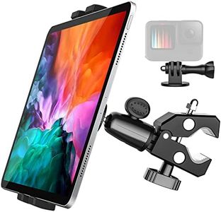 Bike Tablet Mount, Charchendo Indoor Stationary Exercise Bicycle Tablet Holder, Metal Clamp Handlebar Stand with 1/4'' Screw Tip for iPad Pro 12.9/ Air/Mini, Galaxy Tabs, and Fits More Phone & Camera