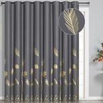 Estelar Textiler Curtain for Sliding Glass Door 100W x 96L Inch Gold Palm Tree Printed Curtain Thermal Insulated Blackout Curtain for Dining Room, 8.3ft Wide x 8ft Long, Dark Grey, 1 Panel