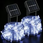 2Pack Rope Lights Outdoor Waterproof LED, Each 33Ft 100 LED Rope Lights 8 Modes PVC Tube Fairy String Lights for Garden Yard Party Tree Home Christmas Decorations - Cool White