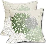 Sage Green Dahlia Pillow Covers 18X